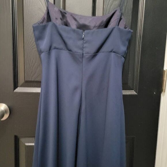 Michaelangelo Size 6 navy blue full length dress prom bridesmaid - Picture 4 of 9